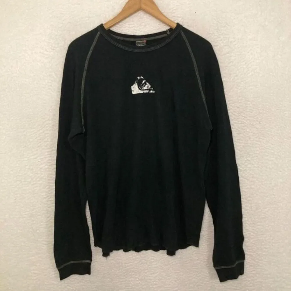 Vtg Quiksilver Thermal USA Made Shirt Mens L Long‎ Sleeve Skater Surf 90s Y2K